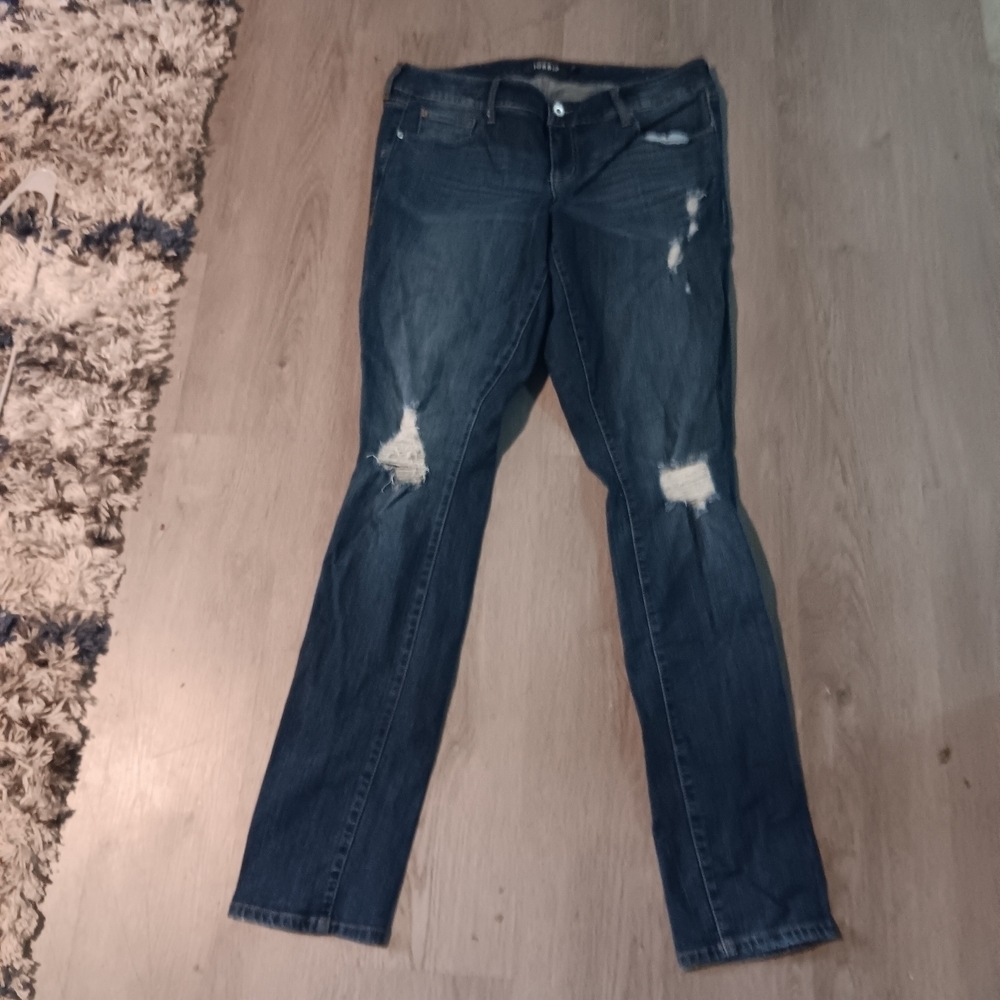 Torrid Dark Blue Distressed Skinny Boyfriend Jeans 14XLT